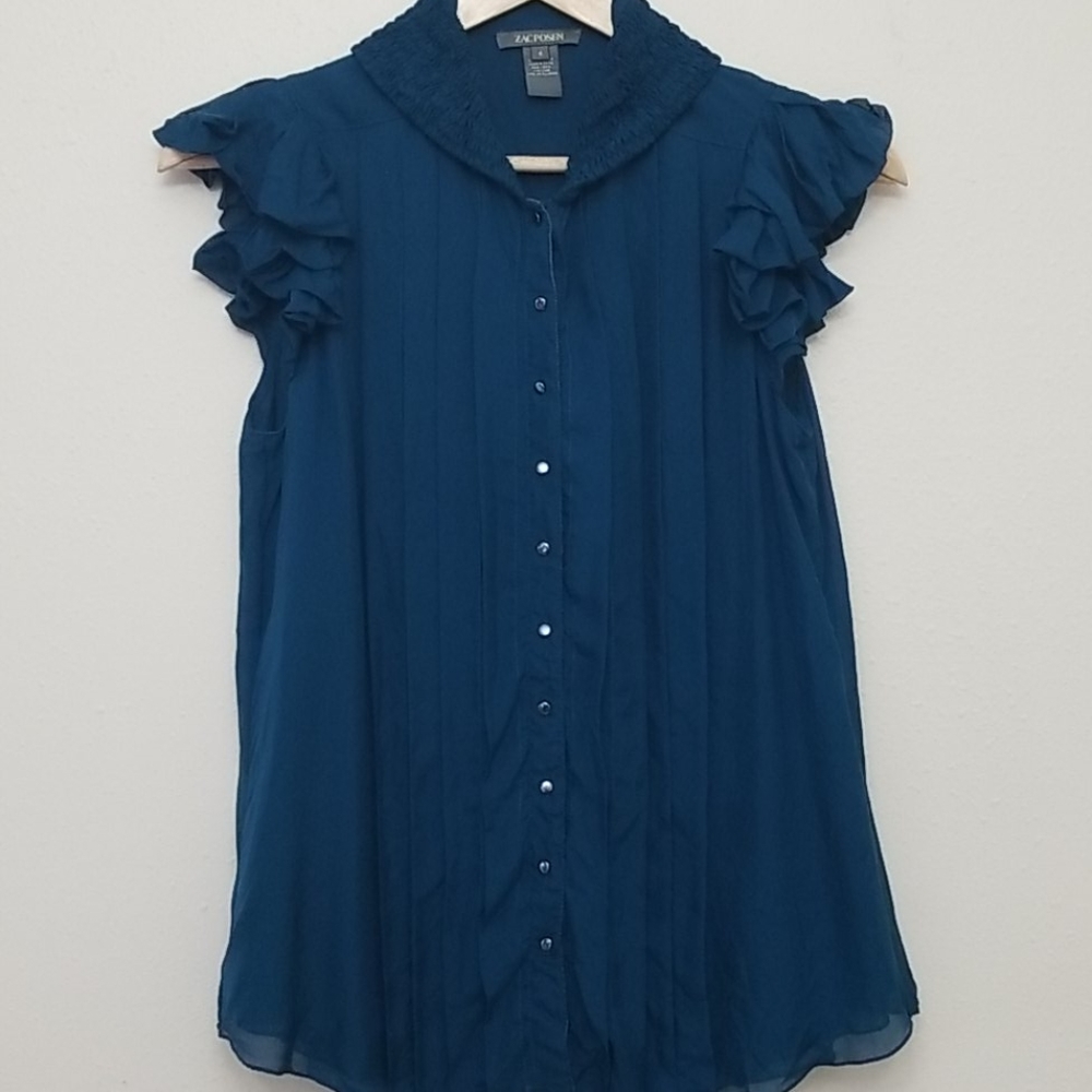 Zac Posen Silk Ruffle Blouse Size 6